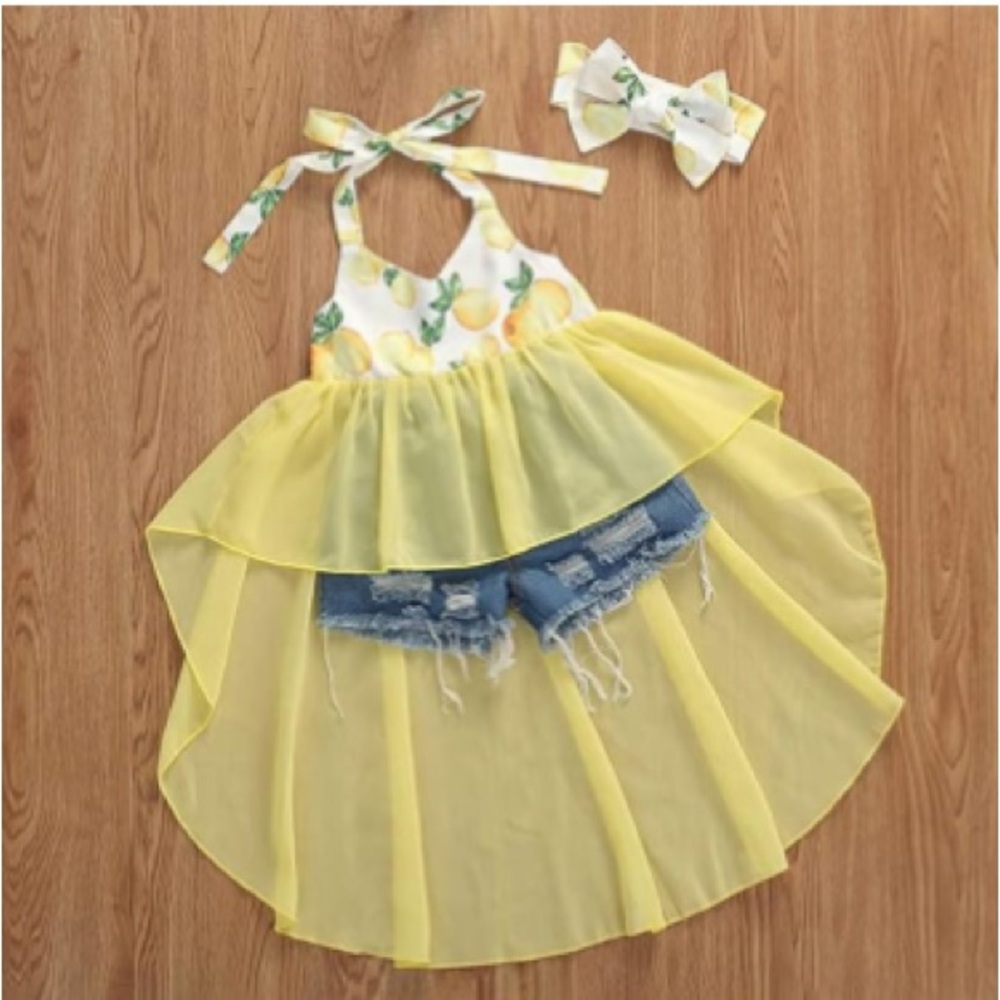Girls Lemon Yellow Summer Dress